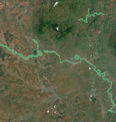 Satellite view of Plant to Stop Poverty outlined as green polygons
